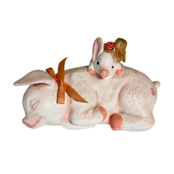 Farmhouse Kitchen Pig Figurine Ceramic Mama Piglet Farm Animal VTG Handmade 70s - Picture 9 of 9